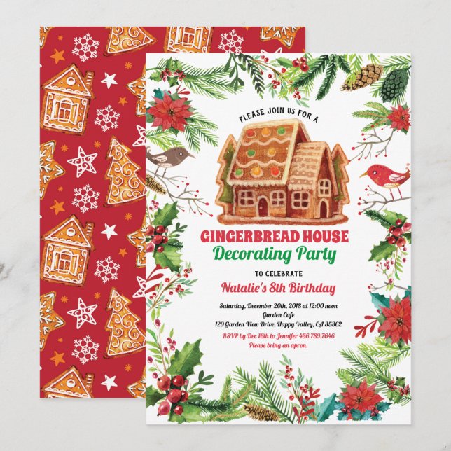 Invitation Maison en pain d'épices décorant la boulangerie d' (Devant / Derrière)