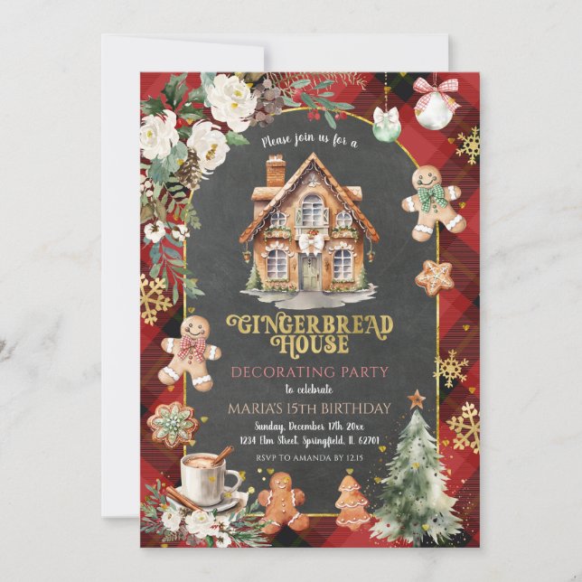 Invitation Maison en pain d'épices Décoration fête Noël Plaid (Devant)