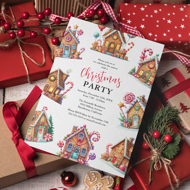 Invitation Maison en pain d'épices Fête de Noël (Créateur téléchargé)