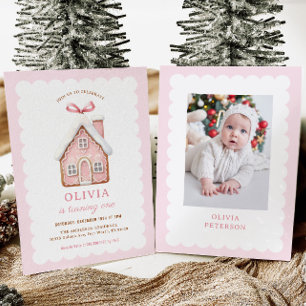 Invitation Maison en pain d'épices Fille 1er fête d'anniversa