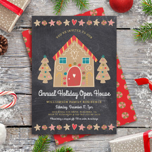 Invitation Maison en pain d'épices ouverte pour Noël Fête de