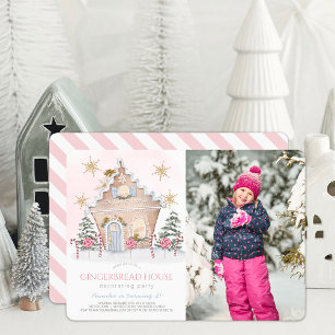 Invitation Maison en pain d'épices rose Décoration Anniversai