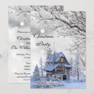 Invitation Maison enneigée Fête de Noël hivernale
