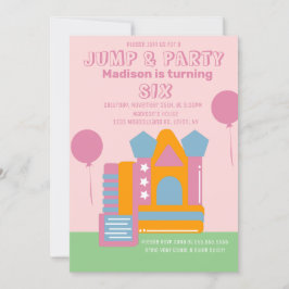 Invitation Maison Gonflable Rose Anniversaire Saut Fête