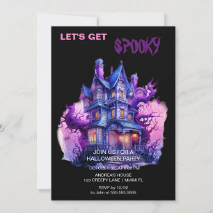 Invitation Maison gothique éffrayante hantée Halloween Noir