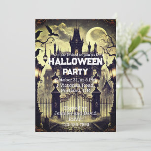 Invitation Maison gothique victorienne hantée Halloween Vinta