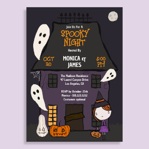 Invitation Maison hantée de fête d'Halloween effrayante migno