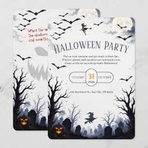 Invitation Maison hantée d'Halloween Sorcière effrayante