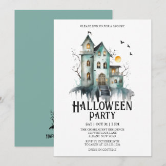 Invitation Maison hantée Éffrayant Costume Mint Halloween Par