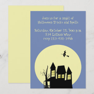 Invitation Maison hantée et sorcière volante