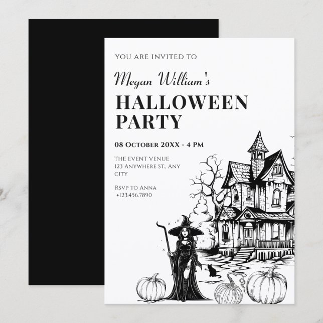 Invitation Maison hantée halloween  (Devant / Derrière)