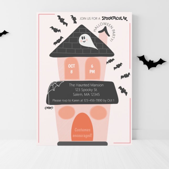Invitation Maison hantée mignonne pour fête d'Halloween pour  (Créateur téléchargé)