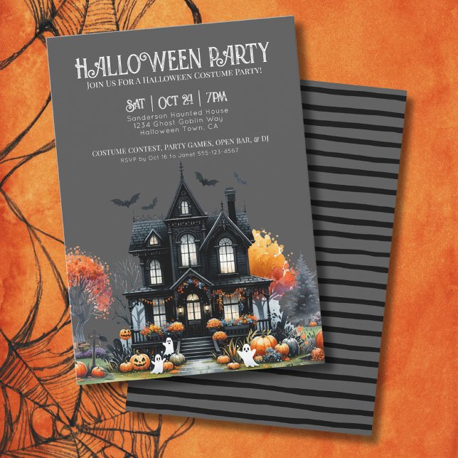 Invitation Maison hantée pour adultes fête d'Halloween (Adult Haunted House Halloween Party Invitation)