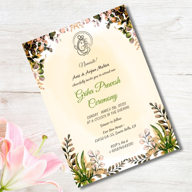 Invitation Maison hindou Réchauffement Griha Pravesh (Créateur téléchargé)