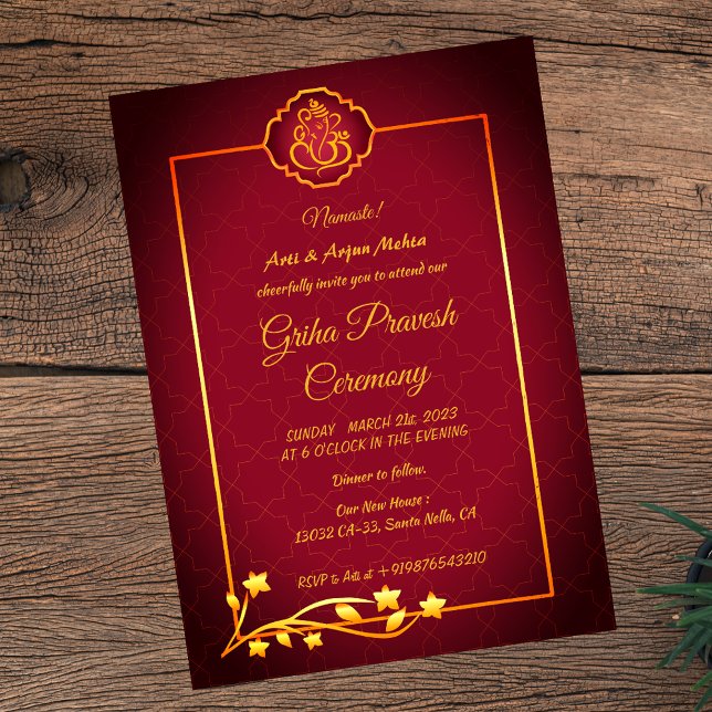 Invitation Maison hindou Réchauffement Griha Pravesh (Créateur téléchargé)
