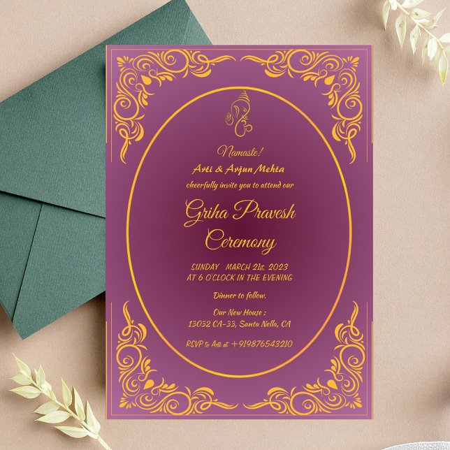 Invitation Maison hindou Réchauffement Griha Pravesh (Créateur téléchargé)