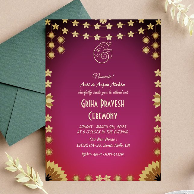 Invitation Maison hindou Réchauffement Griha Pravesh (Créateur téléchargé)
