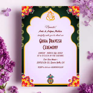 Invitation Maison hindou Réchauffement Griha Pravesh
