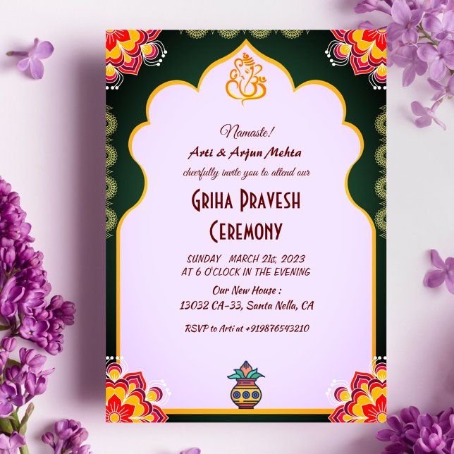 Invitation Maison hindou Réchauffement Griha Pravesh (Créateur téléchargé)