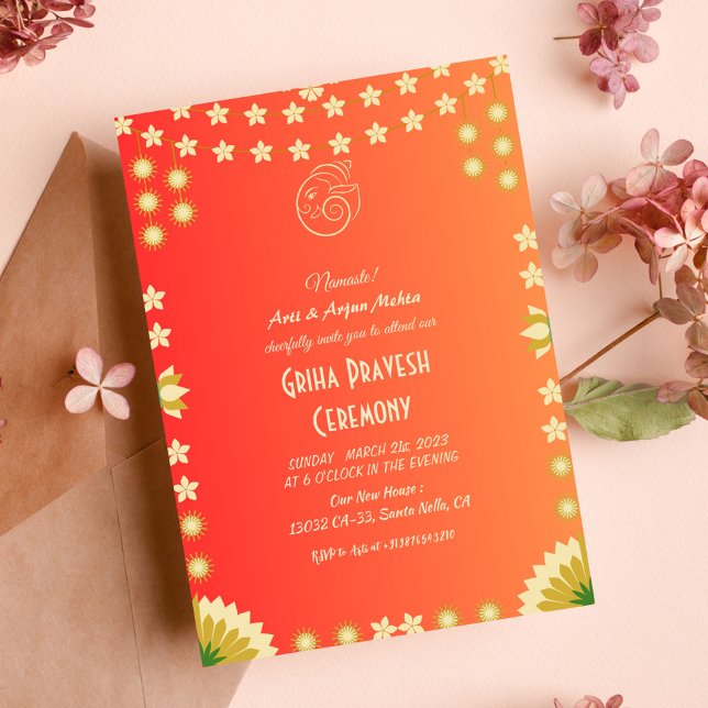 Invitation Maison hindou Réchauffement Griha Pravesh (Créateur téléchargé)