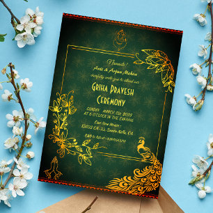 Invitation Maison hindou Réchauffement Griha Pravesh Golden P