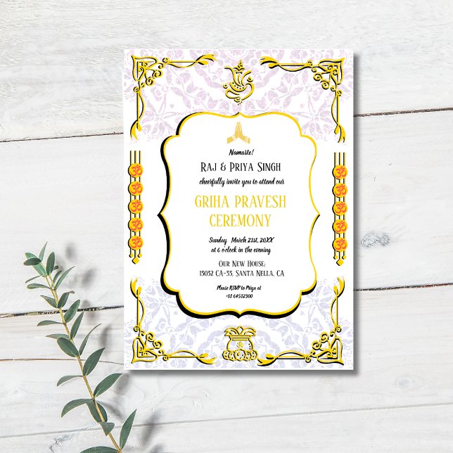 Invitation Maison hindou Réchauffement Griha Pravesh Invitati (Créateur téléchargé)