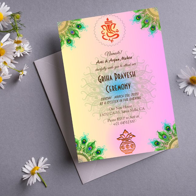 Invitation Maison hindou Réchauffer Griha Pravesh Design comp (Créateur téléchargé)