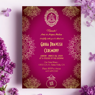 Invitation Maison hindou Réchauffer Griha Pravesh Design comp