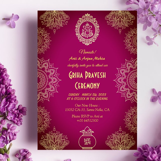 Invitation Maison hindou Réchauffer Griha Pravesh Design comp (Créateur téléchargé)