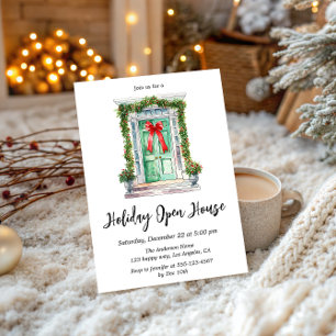 Invitation Maison Ouverte de Fêtes Élégante Aquarelle Noël