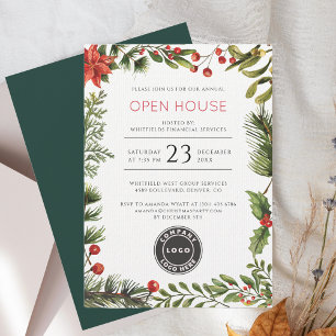 Invitation Maison Ouverte de Noël Logo d'Entreprise Botanique