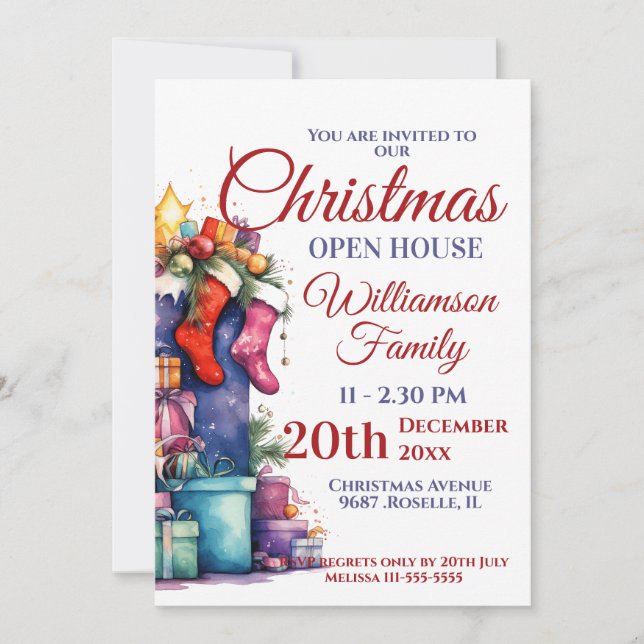 Invitation Maison ouverte de Noël Père Noël Sack (Devant)