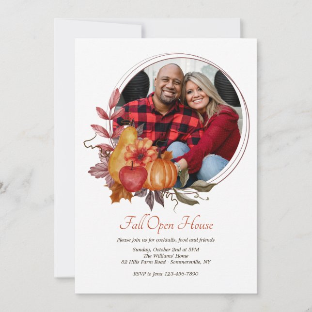 Invitation Maison ouverte de photos de cercle d'automne (Devant)