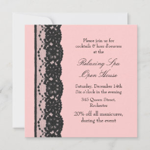 Invitation Maison Ouverte Dentelle Rose Française