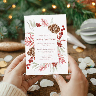 Invitation Maison Ouverte Fêtes de Noël au Pin Rustique & Bai