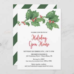 Invitation Maison ouverte Holly Wreath