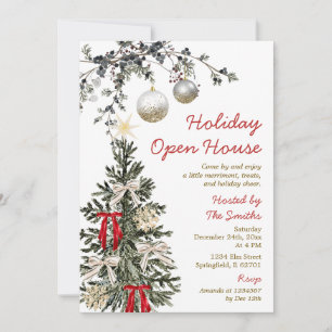Invitation Maison ouverte pour les Fêtes Arbre de Noël Fête d