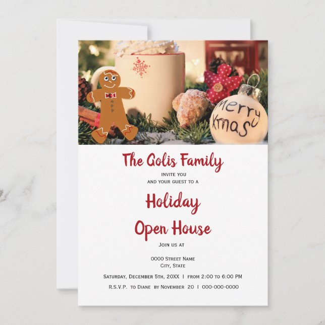 Invitation Maison ouverte pour les fêtes de Noël  (Devant)