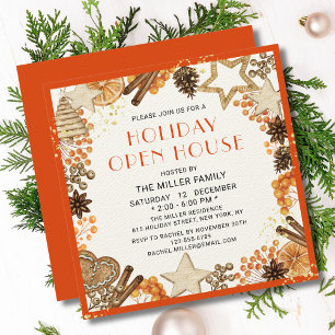 Invitation Maison ouverte pour les fêtes de Noël aquarelle ru