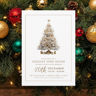 Invitation Maison ouverte pour les Fêtes de Noël Arbre doré F