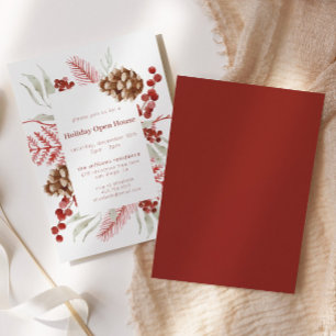 Invitation Maison ouverte pour les fêtes de Noël avec verdure