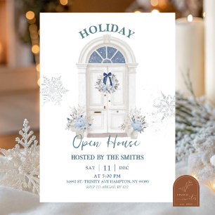 Invitation Maison ouverte pour les fêtes de Noël en hiver ble