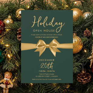 Invitation Maison ouverte pour les fêtes de Noël Ruban doré v