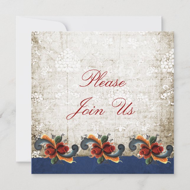 Invitation Maison ouverte pour les Fêtes Rosemaling Scandinav (Devant)