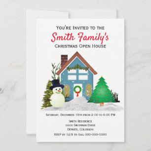Invitation Maison ouverte pour Noël dans un style familial po