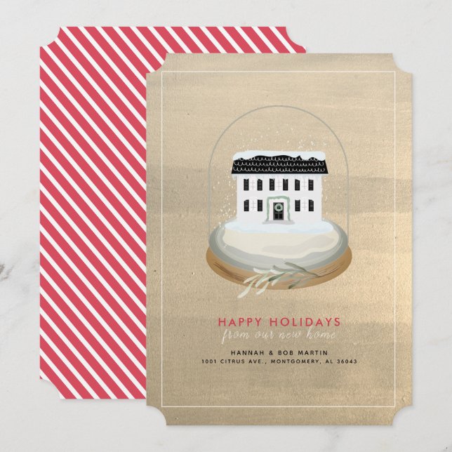 Invitation Maison sous globe de neige Annonce de déménagement (Devant / Derrière)