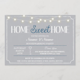 Invitation Maison sucrée Maison Ménage Clé blanche grise Invi