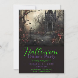 Invitation Maison victorienne hantée Dîner d'Halloween