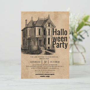 Invitation Maison Vintage éffrayante soirée costume halloween