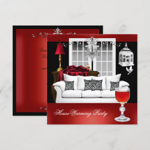 Invitation MaisonChandelier rouge blanc noir